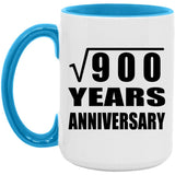30th Anniversary Square Root of 900 Years Anniversary - 15oz Accent Mug Blue