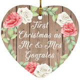 First Christmas As Mr & Mrs Gonzales - Heart Ornament B