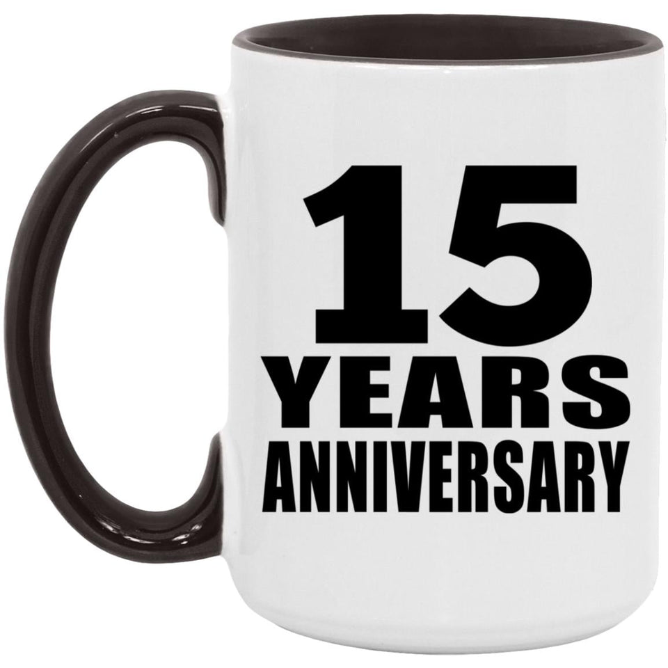 15th Anniversary 15 Years - 15oz Accent Mug Black