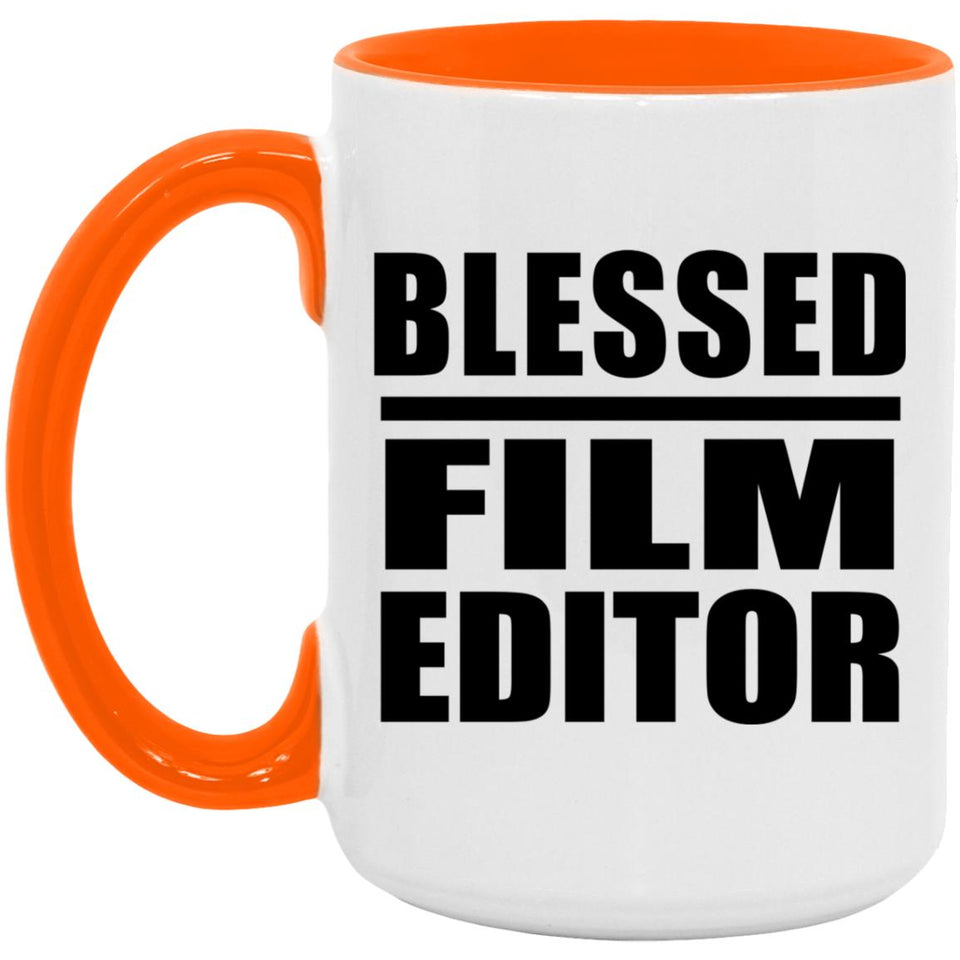 Blessed Film Editor - 15oz Accent Mug Orange