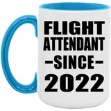 Flight Attendant Since 2022 - 15oz Accent Mug Blue
