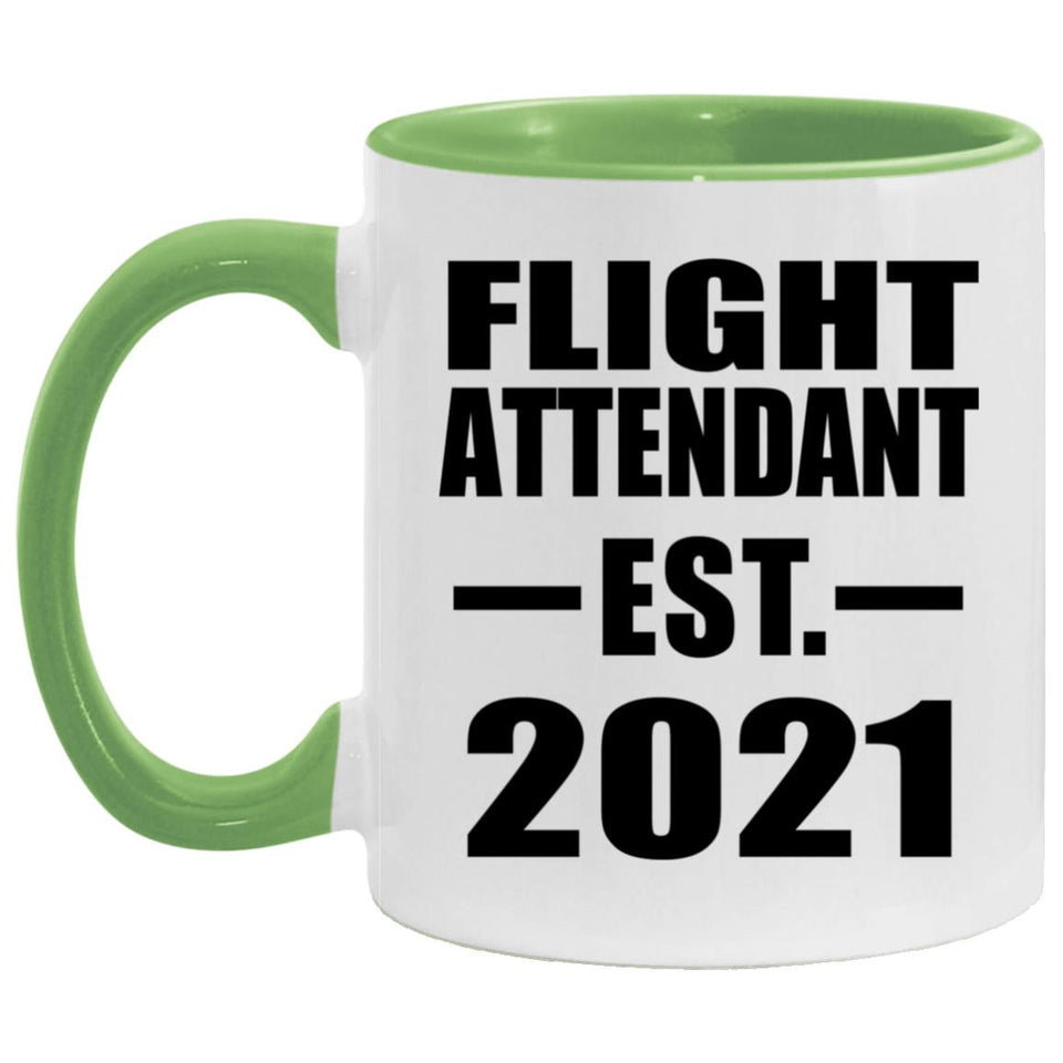 Flight Attendant Established EST. 2021 - 11oz Accent Mug Green