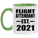 Flight Attendant Established EST. 2021 - 11oz Accent Mug Green