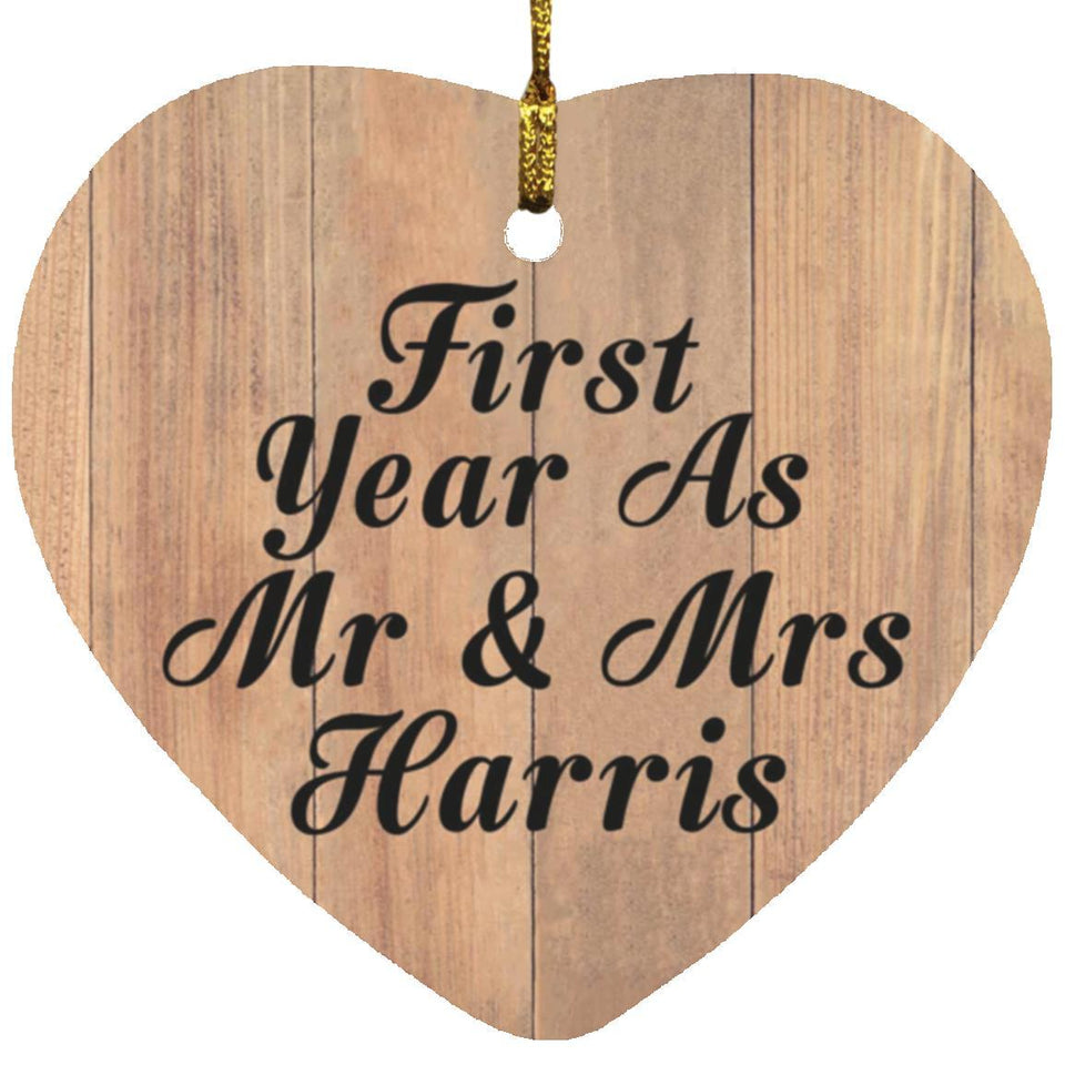First Year As Mr & Mrs Harris - Heart Ornament C