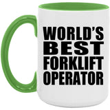 World's Best Forklift Operator - 15oz Accent Mug Green