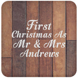 First Christmas As Mr & Mrs Andrews - Drink Coaster E