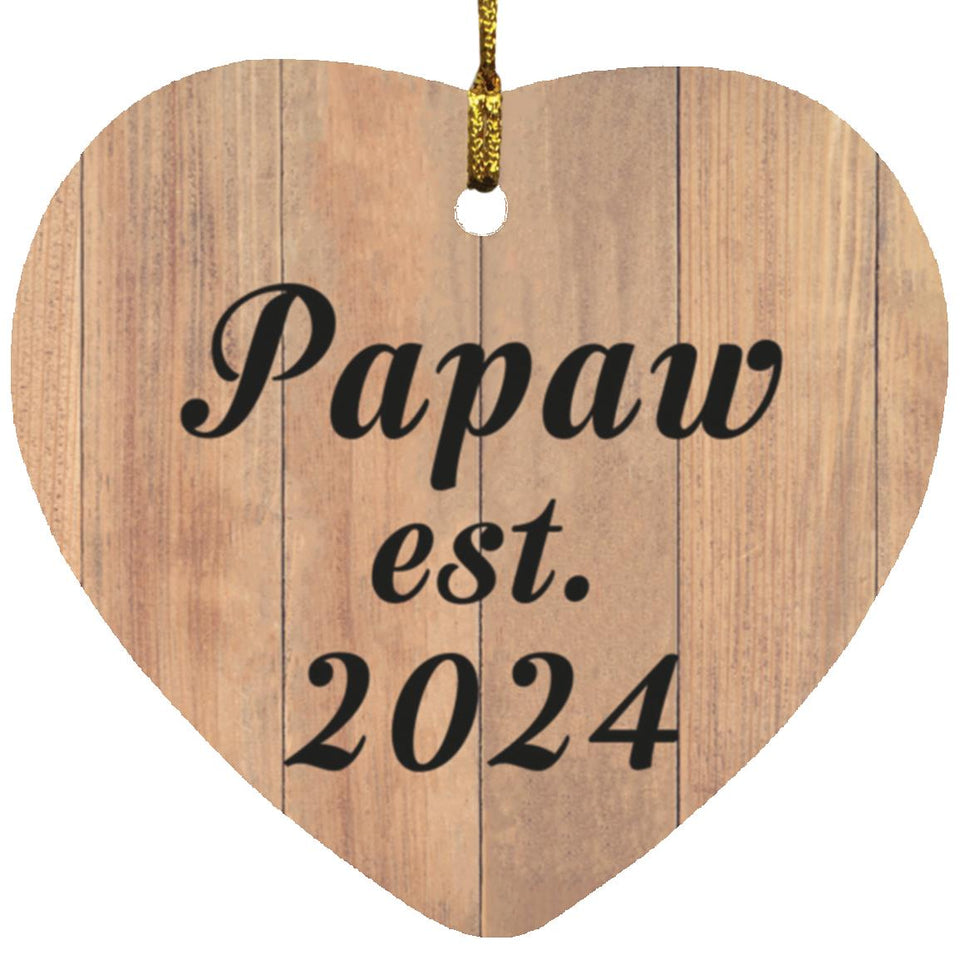 Papaw Established EST. 2024 - Heart Ornament C