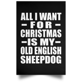 All I Want For Christmas Is My Old English Sheepdog - Poster Portrait