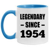 70th Birthday Legendary Since 1954 - 11oz Accent Mug Blue