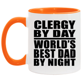 Clergy By Day World's Best Dad By Night - 11oz Accent Mug Orange