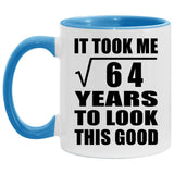 8th Birthday Took Square Root of 64 Years To Look Good - 11oz Accent Mug Blue
