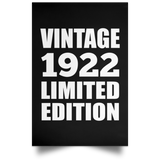 102nd Birthday Vintage 1922 Limited Edition - Poster Portrait
