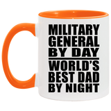 Military General By Day World's Best Dad By Night - 11oz Accent Mug Orange