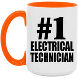 Number One #1 Electrical Technician - 15oz Accent Mug Orange