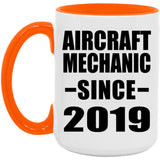 Aircraft Mechanic Since 2019 - 15oz Accent Mug Orange