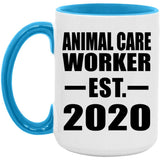 Animal Care Worker Established EST. 2020 - 15oz Accent Mug Blue