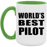 World's Best Pilot - 15oz Accent Mug Green