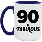 90th Birthday 90 & Fabulous - 15oz Accent Mug Purple