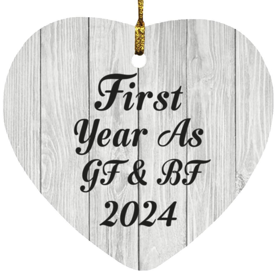 First Year As Gf & Bf 2024 - Heart Ornament F
