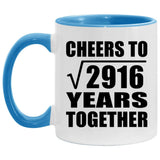 54th Anniversary Cheers To Square Root of 2916 Years Together - 11oz Accent Mug Blue