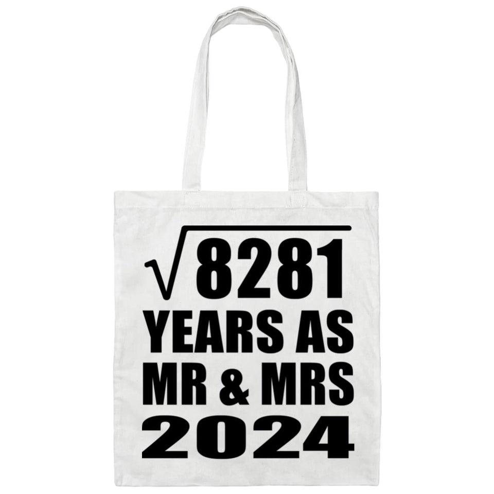 91st Anniversary Square Root of 8281 Years As Mr & Mrs 2024 - Tote Bag White