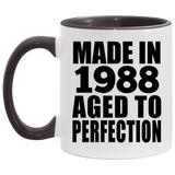 36th Birthday Made In 1988 Aged to Perfection - 11oz Accent Mug Black