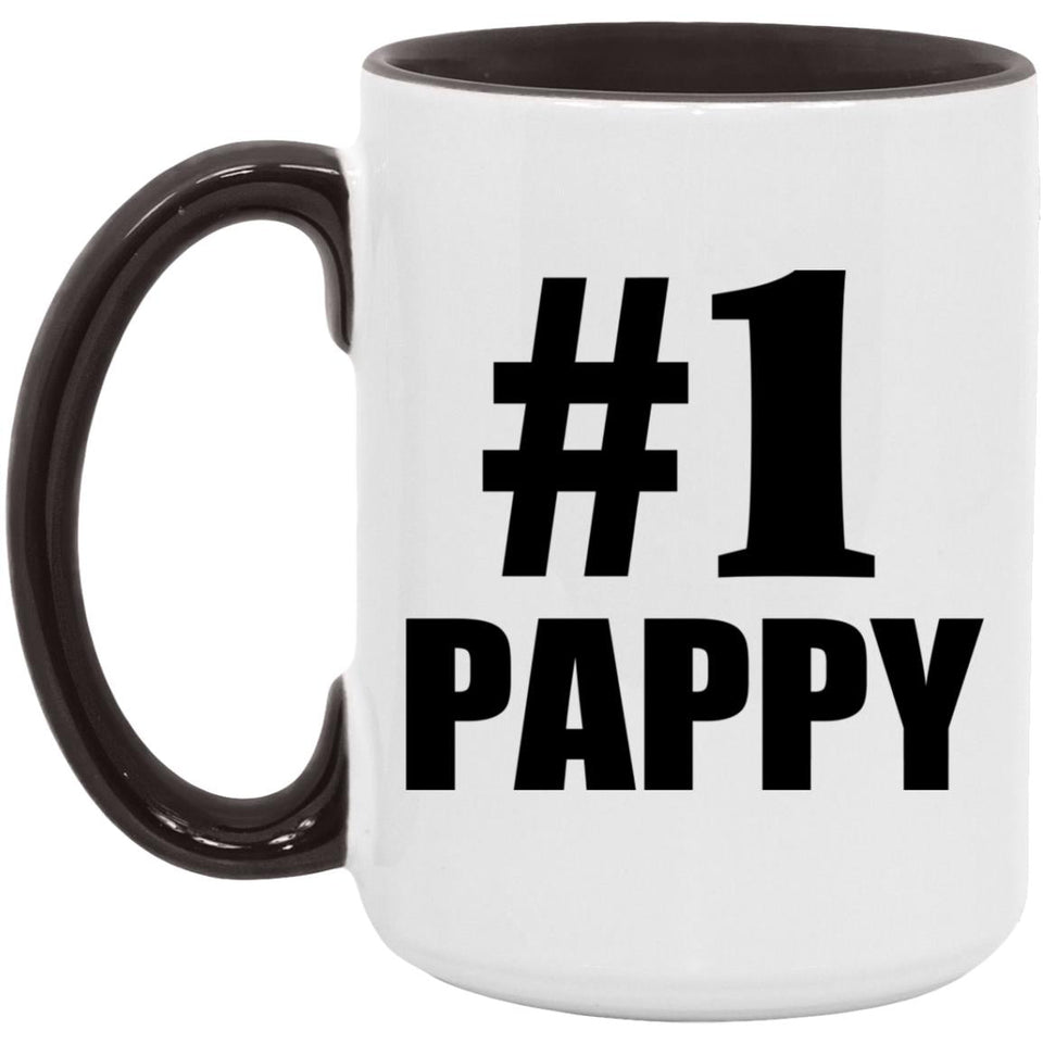 Number One #1 Pappy - 15oz Accent Mug Black