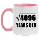 64th Birthday Square Root of 4096 Years Old - 11oz Accent Mug Pink