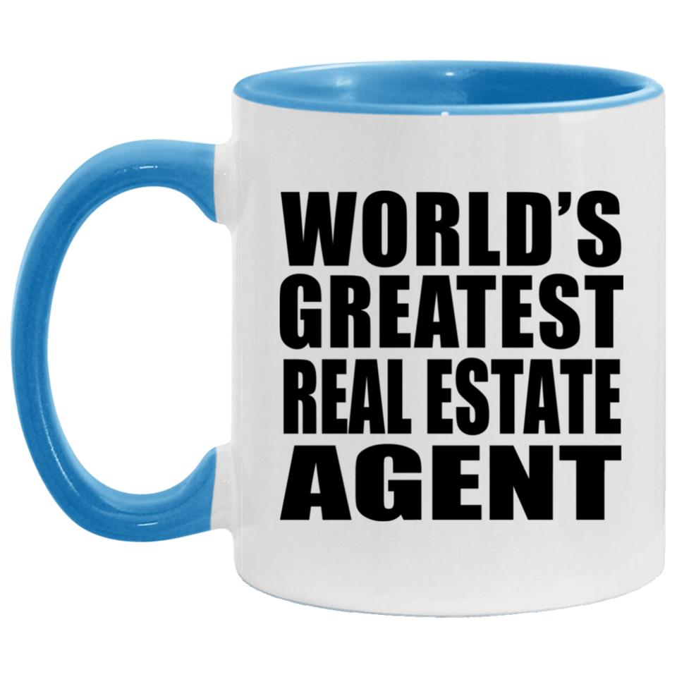 World's Greatest Real Estate Agent - 11oz Accent Mug Blue