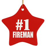 Number One #1 Fireman - Star Ornament
