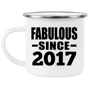 7th Birthday Fabulous Since 2017 - 12oz Camping Mug