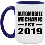 Automobile Mechanic Established EST. 2019 - 15oz Accent Mug Purple