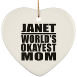 Janet World's Okayest Mom - Heart Ornament