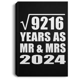 96th Anniversary Square Root of 9216 Years As Mr & Mrs 2024 - Canvas Portrait