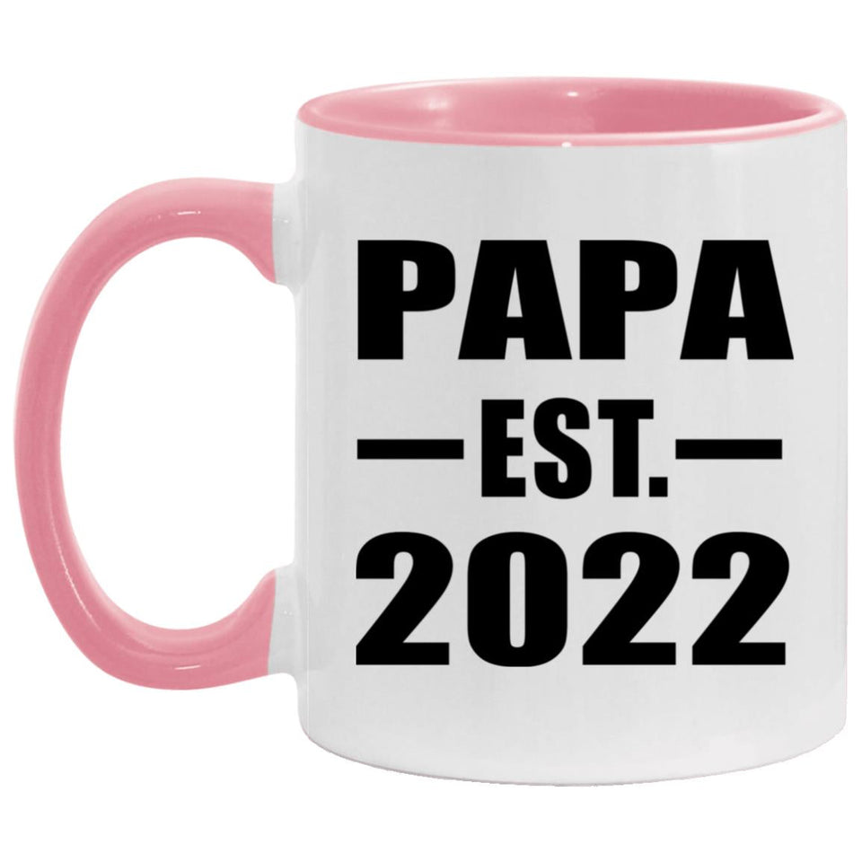 Papa Established EST. 2022 - 11oz Accent Mug Pink