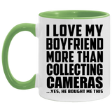 I Love My Boyfriend More Than Collecting Cameras - 11oz Accent Mug Green