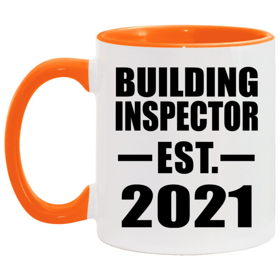 Building Inspector Established EST. 2021 - 11oz Accent Mug Orange
