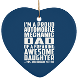 Proud Automobile Mechanic Dad Of Awesome Daughter - Heart Ornament