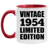 70th Birthday Vintage 1954 Limited Edition - 11oz Accent Mug Red