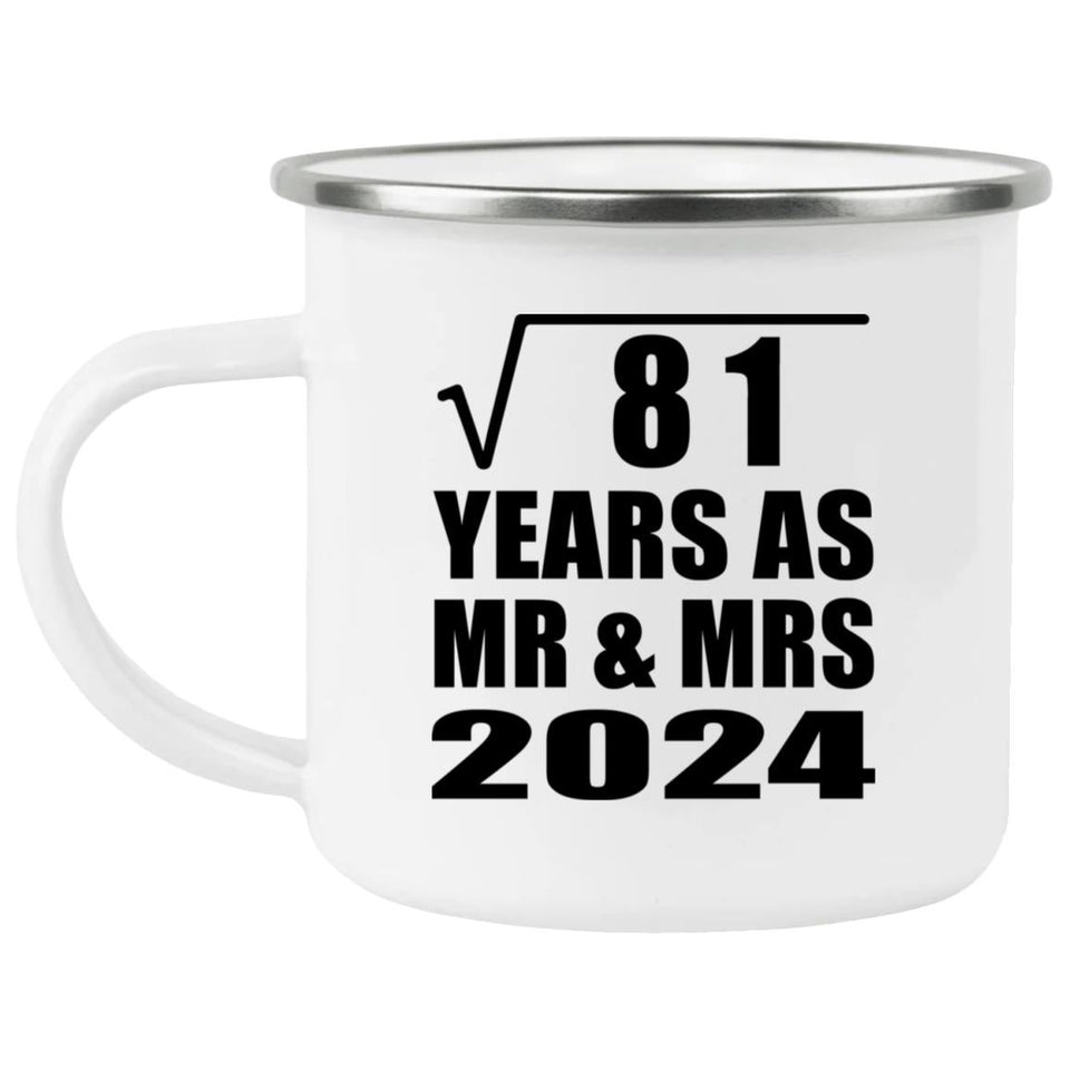 9th Anniversary Square Root of 81 Years As Mr & Mrs 2024 - 12oz Camping Mug
