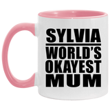Sylvia World's Okayest Mum - 11oz Accent Mug Pink