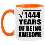 38th Birthday Square Root of 1444 Years of Being Awesome - 11oz Accent Mug Orange