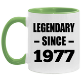 47th Birthday Legendary Since 1977 - 11oz Accent Mug Green
