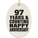 Happy 97th Anniversary 97 Years & Counting - Oval Ornament