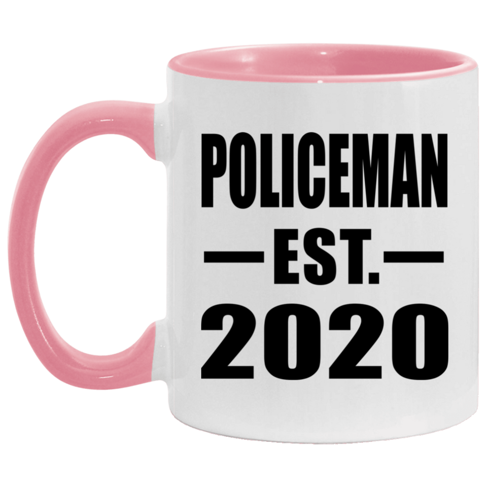 Policeman Established EST. 2020 - 11oz Accent Mug Pink