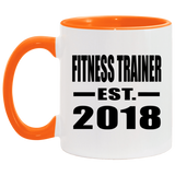 Fitness Trainer Established EST. 2018 - 11oz Accent Mug Orange