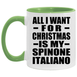 All I Want For Christmas Is My Spinone Italiano - 11oz Accent Mug Green