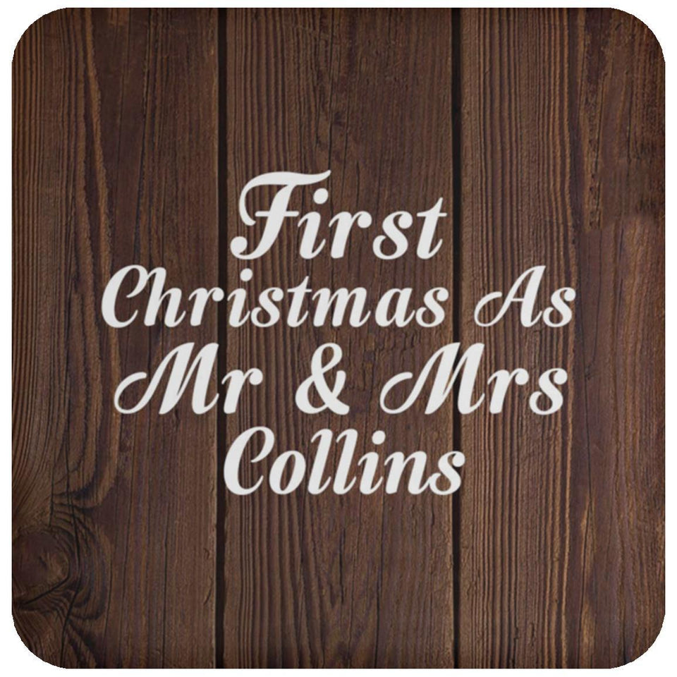 First Christmas As Mr & Mrs Collins - Drink Coaster D
