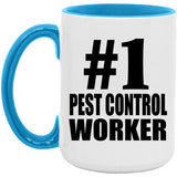 Number One #1 Pest Control Worker - 15oz Accent Mug Blue