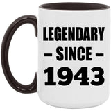 81st Birthday Legendary Since 1943 - 15oz Accent Mug Black
